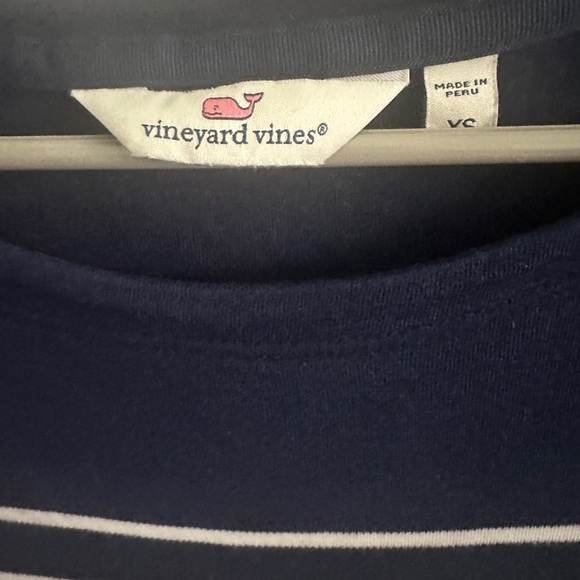 Vineyard Vines Stretch 3/4 sleeve Navy Striped Dress - Picture 4 of 4